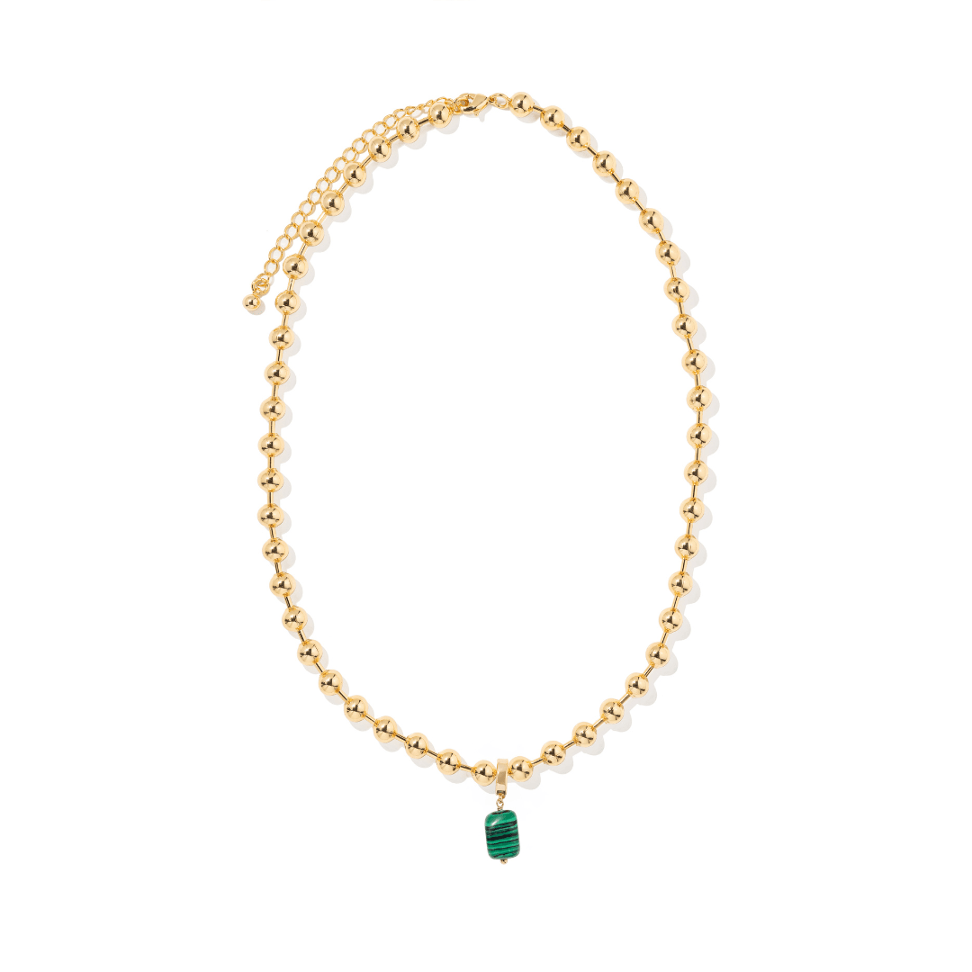 MALACHITE BEADED NECKLACE - COLLARES - Malandra Jewelry - TC2296 / EYHC13