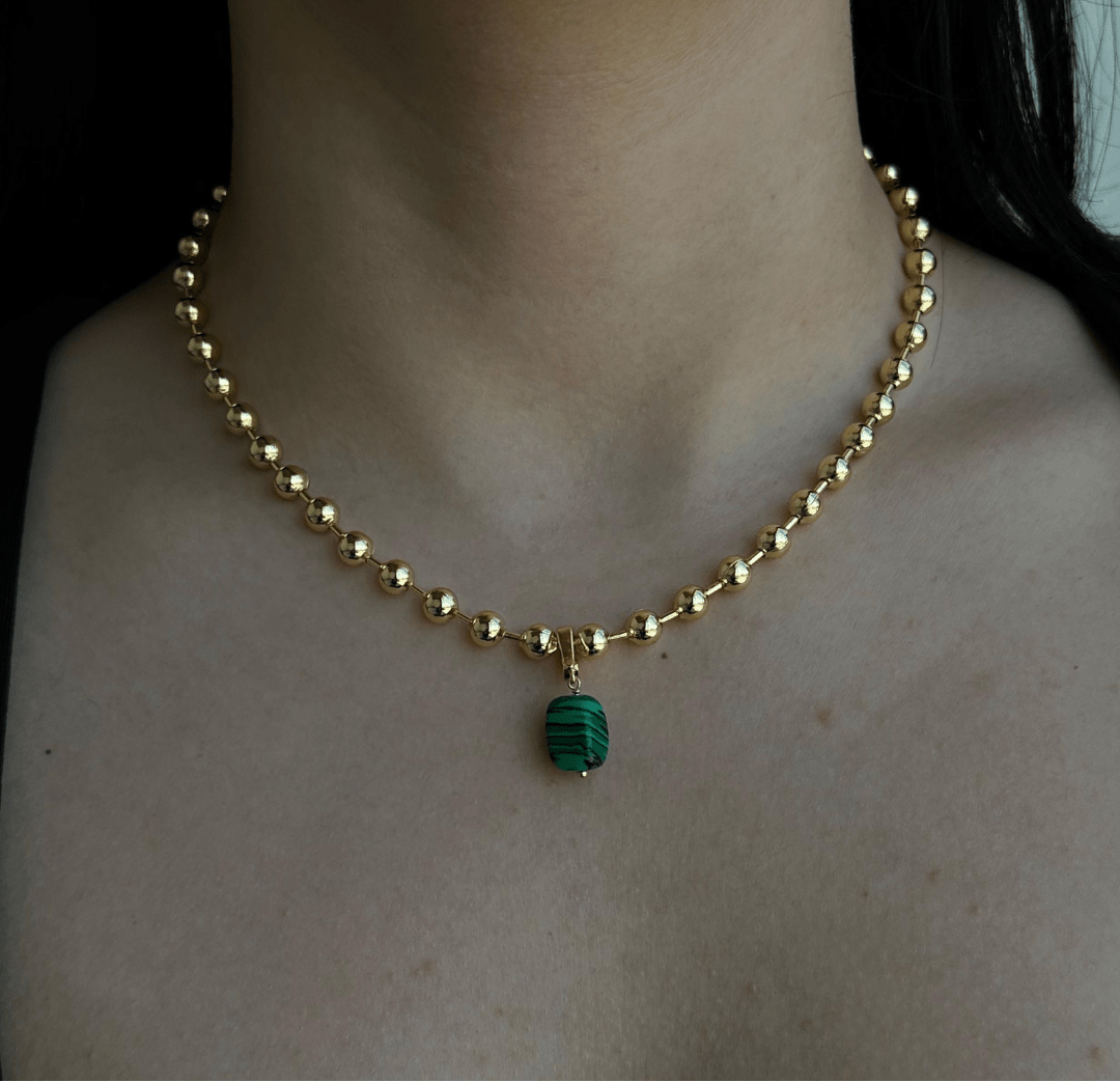 MALACHITE BEADED NECKLACE - COLLARES - Malandra Jewelry - TC2296 / EYHC13