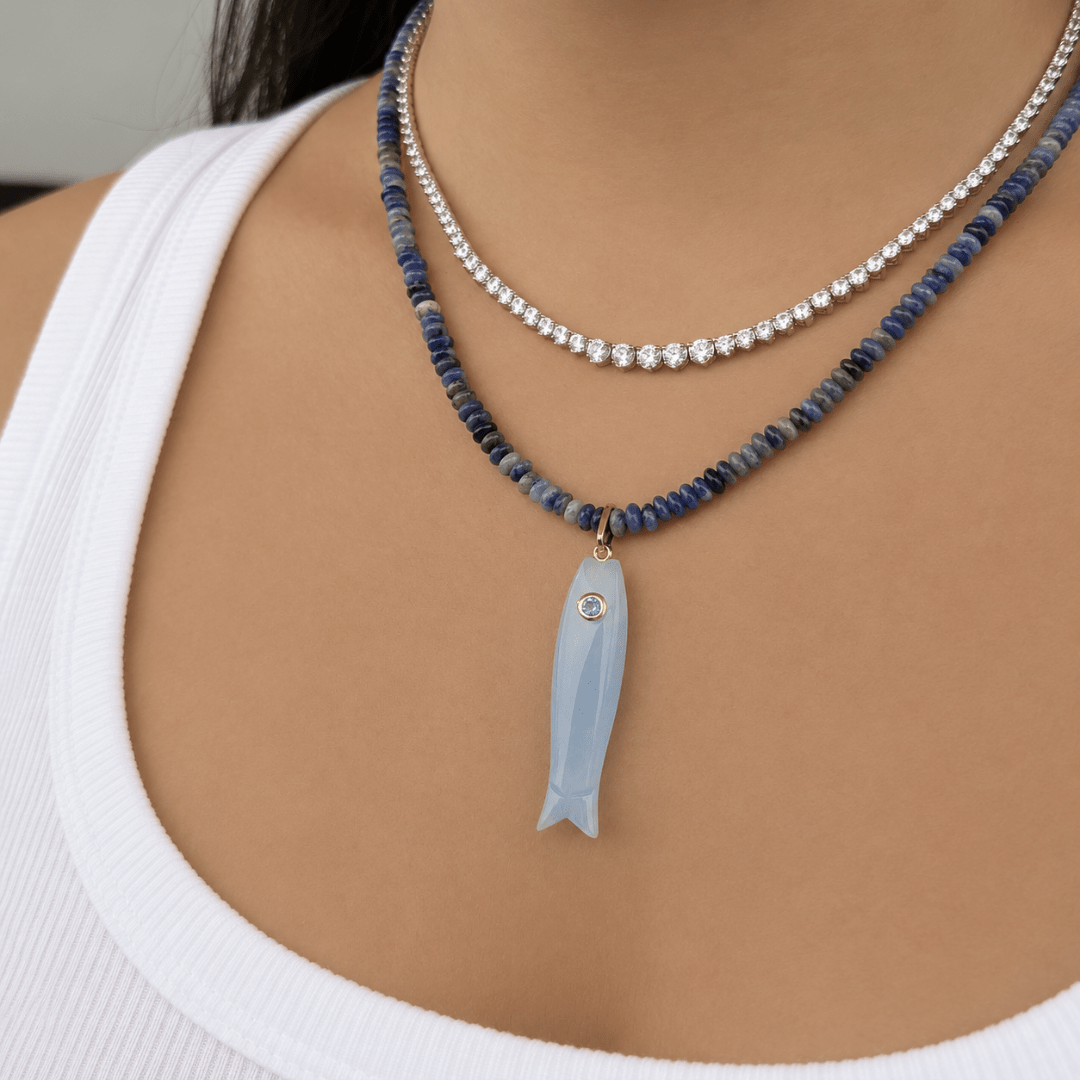 MARINE SODALITE GAIA NECKLACE - COLLARES - Malandra Jewelry - TC2522