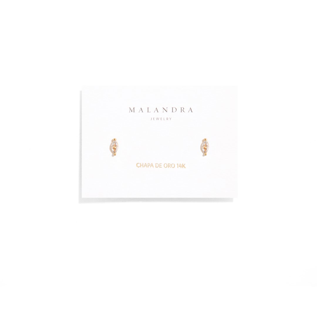 MARQUISE CLEAR STUDS - ARETES - Malandra Jewelry - FBA348-ARE972P