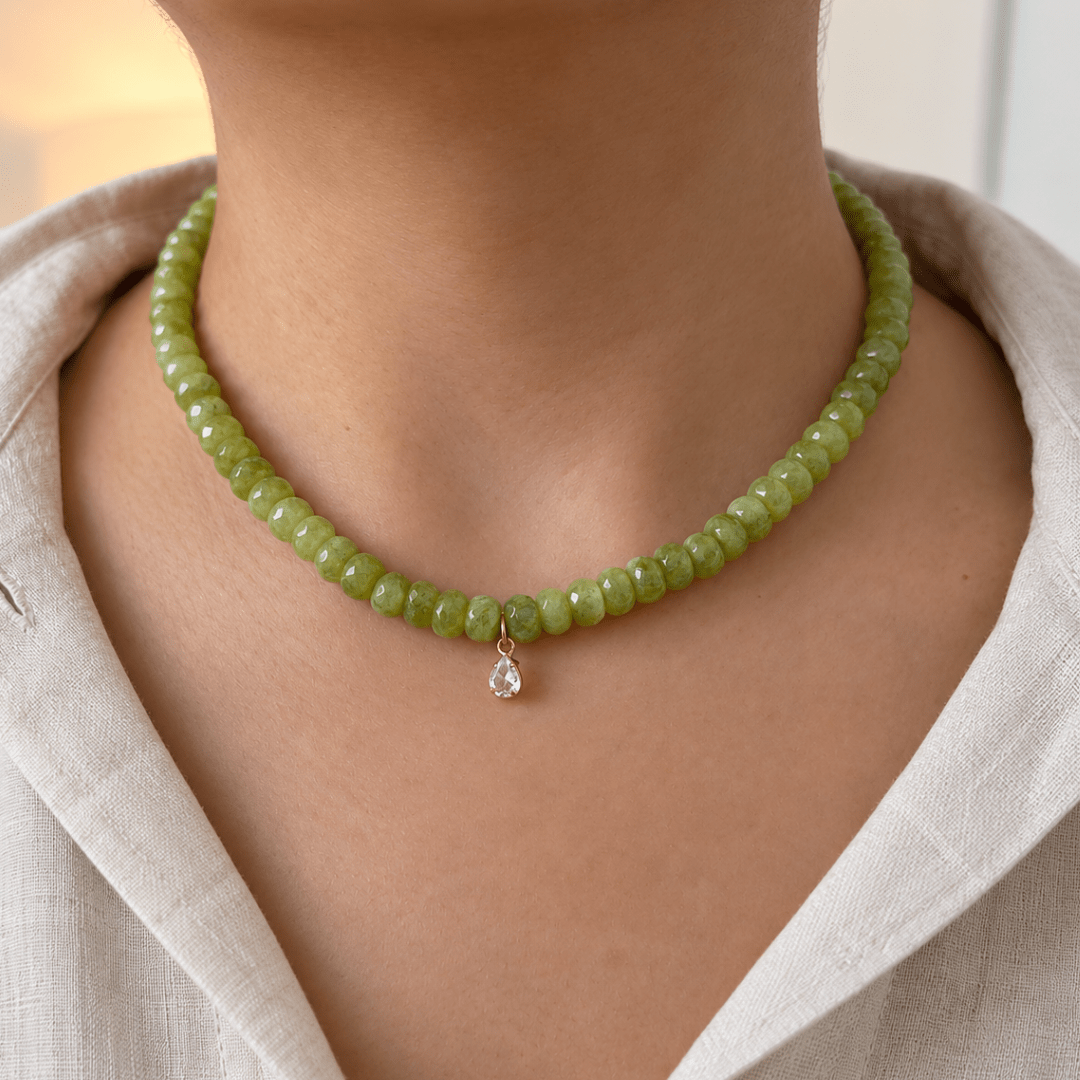Matcha Jasper Gaia Necklace - COLLARES - Malandra Jewelry - TC2682