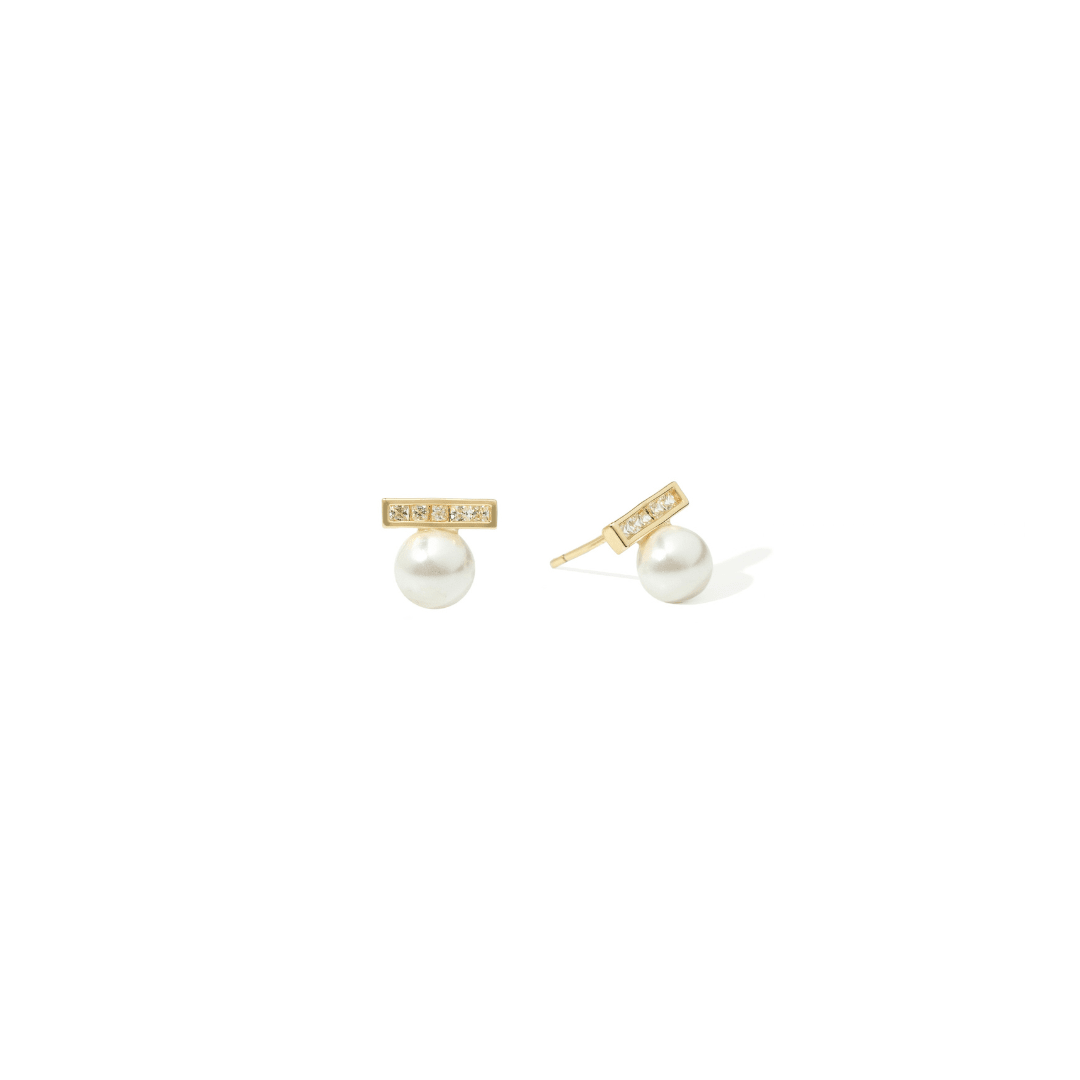 MAXI PEARL BAR EARRINGS - ARETES - Malandra Jewelry - ZWA114-QX05076Y