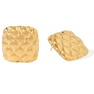MERMAID SQUARE GOLD STUDS - ARETES - Malandra Jewelry - ZZA36-E02304J