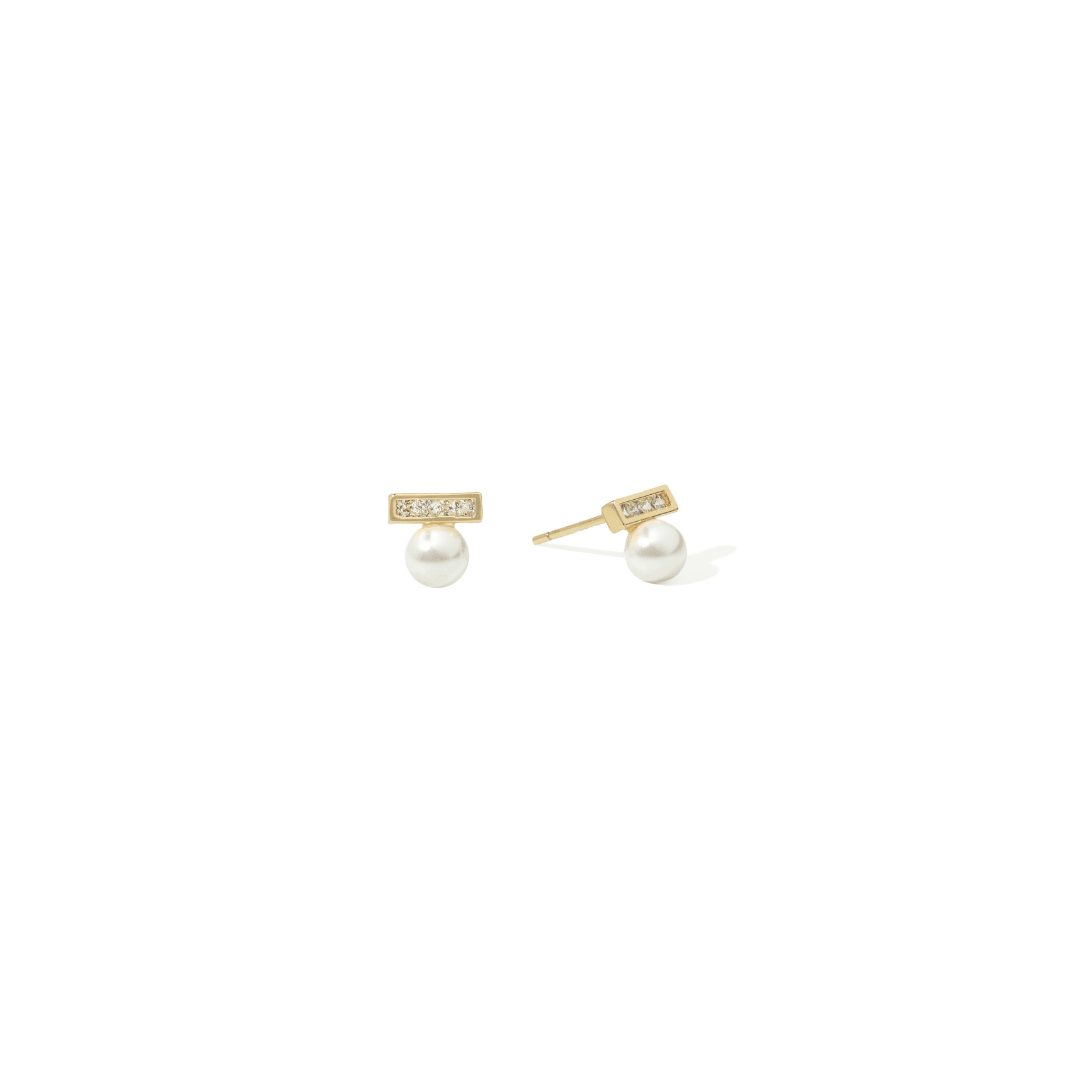 MIDI PEARL BAR EARRINGS - ARETES - Malandra Jewelry - ZWA113-QX05076Y