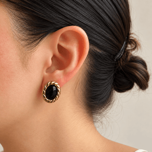 Midnight Twist Oval Studs - ARETES - Malandra Jewelry - EUWA704-JDE0107058-3