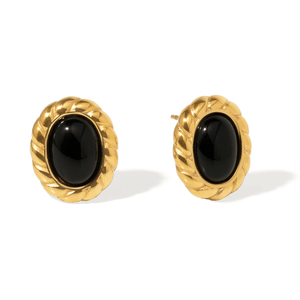 Midnight Twist Oval Studs - ARETES - Malandra Jewelry - EUWA704-JDE0107058-3