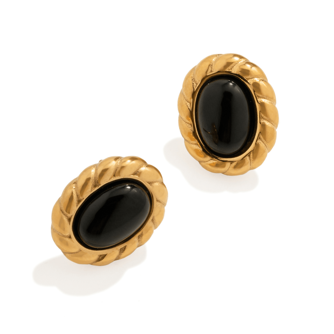 Midnight Twist Oval Studs - ARETES - Malandra Jewelry - EUWA704-JDE0107058-3