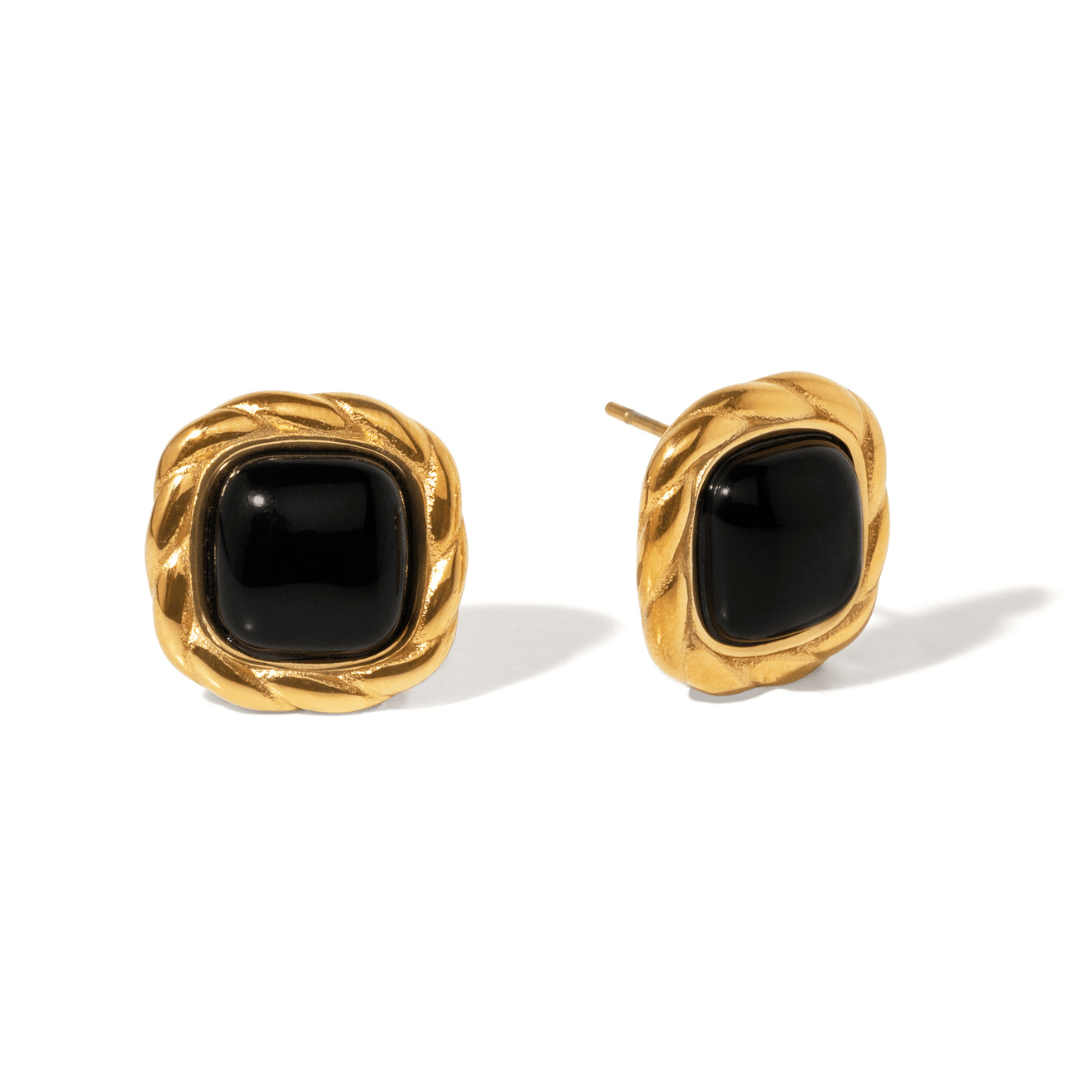 Midnight Twist Square Studs - ARETES - Malandra Jewelry - EUWA705-JDE0107058-1