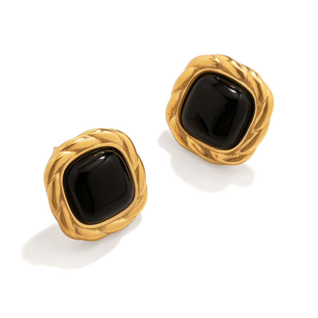 Midnight Twist Square Studs - ARETES - Malandra Jewelry - EUWA705-JDE0107058-1