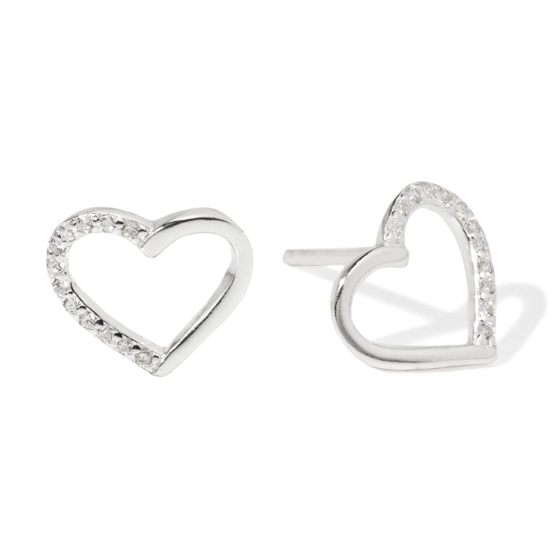 MILANO HEART OUTLINE STUDS - ARETES - Malandra Jewelry - FBA524-1EJG0003-1PP-4