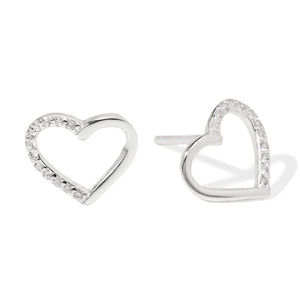 MILANO HEART OUTLINE STUDS - ARETES - Malandra Jewelry - FBA524-1EJG0003-1PP-4