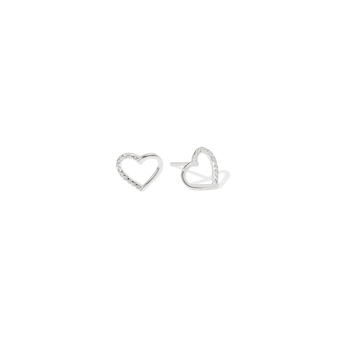 MILANO HEART OUTLINE STUDS - ARETES - Malandra Jewelry - FBA524-1EJG0003-1PP-4