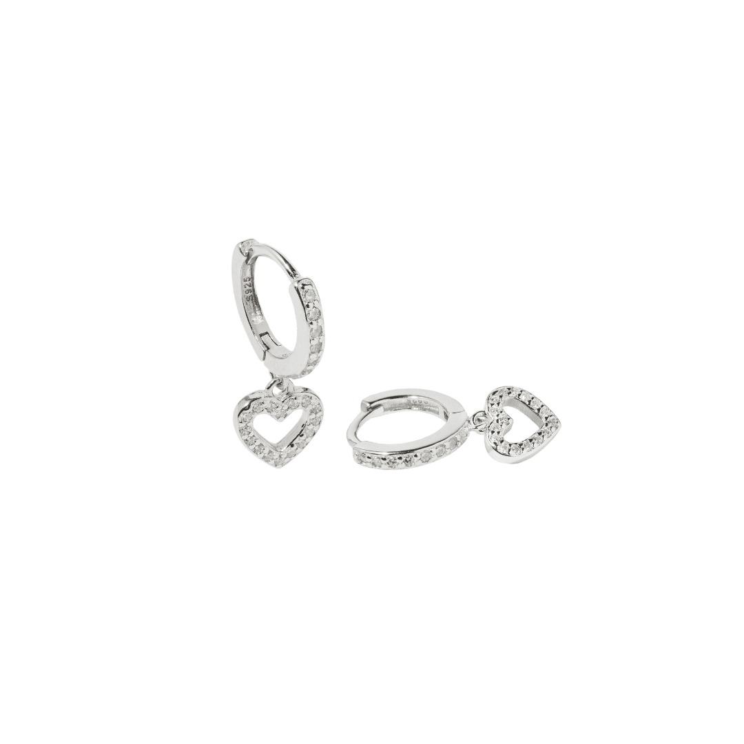 MILANO HEART SILVER HOOPS - ARETES - Malandra Jewelry - FBA461-1EAR0016-RR