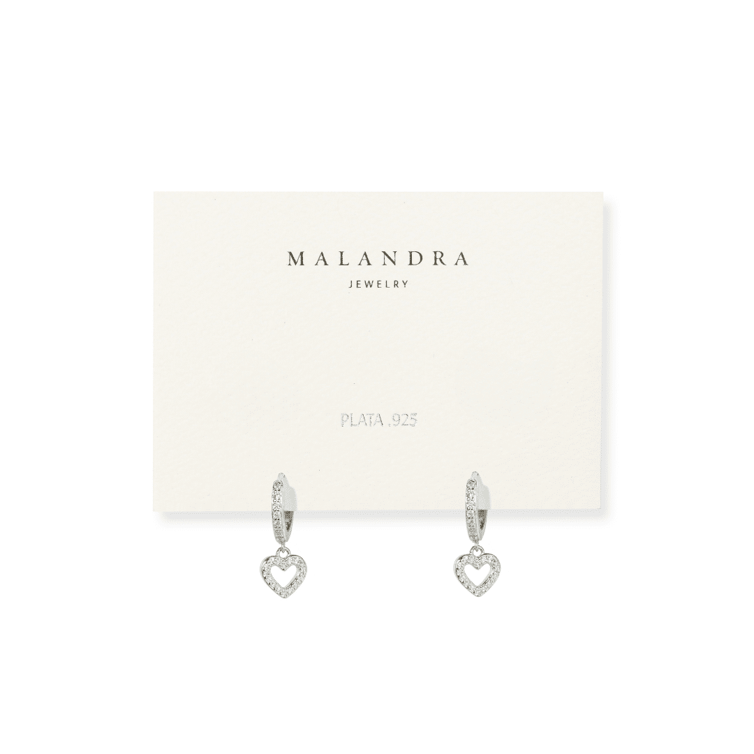 MILANO HEART SILVER HOOPS - ARETES - Malandra Jewelry - FBA461-1EAR0016-RR
