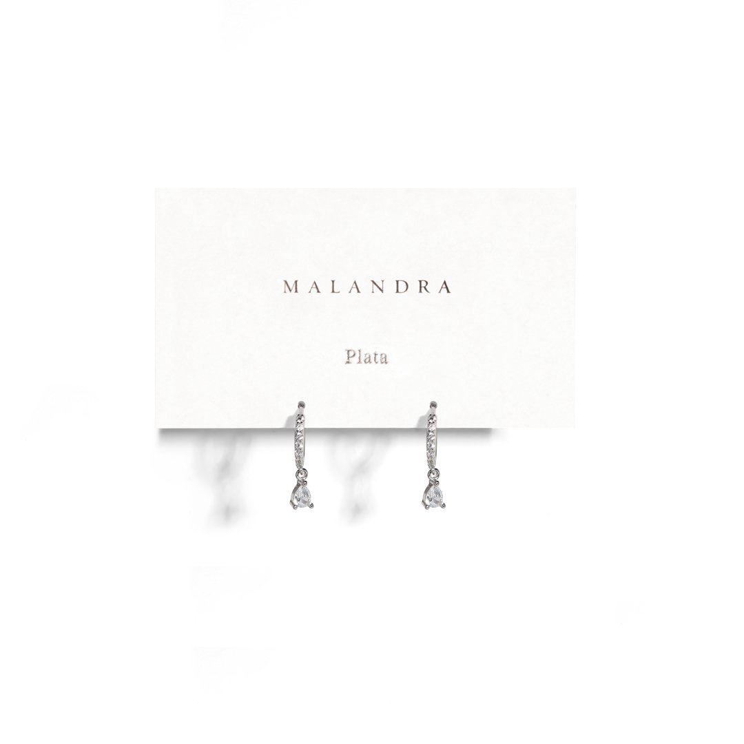 MILANO SPARK DROP SILVER HUGGIES - ARETES - Malandra Jewelry - EA5920.P - 60205821140A - 1