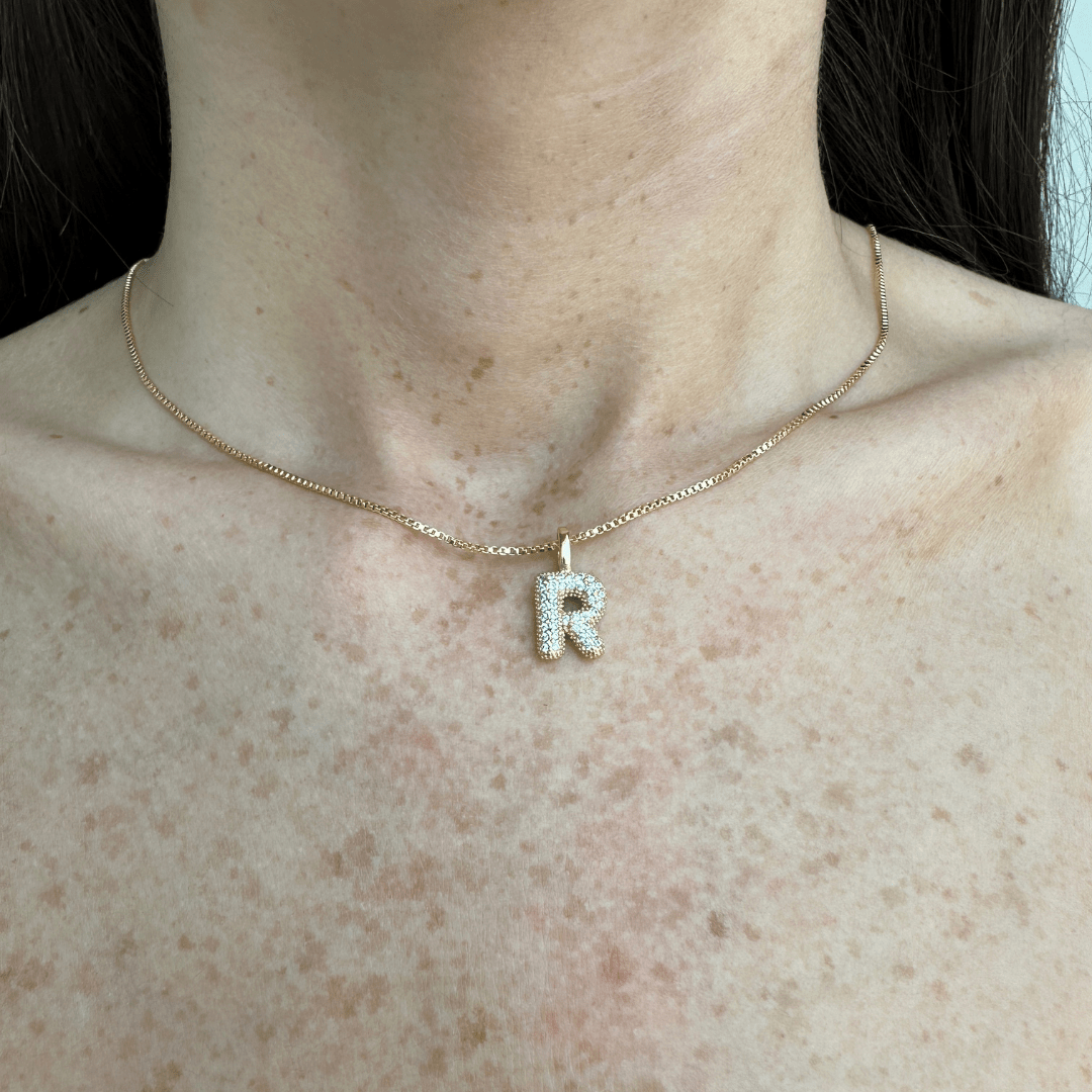MINI BALLON GOLD INITIAL NECKLACE - COLLARES - Malandra Jewelry - AC1527.V - J99087