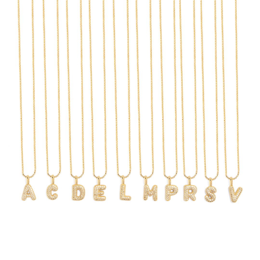MINI BALLON GOLD INITIAL NECKLACE - COLLARES - Malandra Jewelry - AC1527.V - J99087