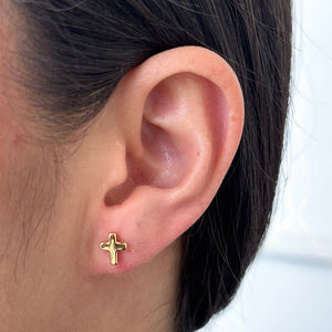 MINI CROSS STUDS - ARETES - Malandra Jewelry - VCA283-3943