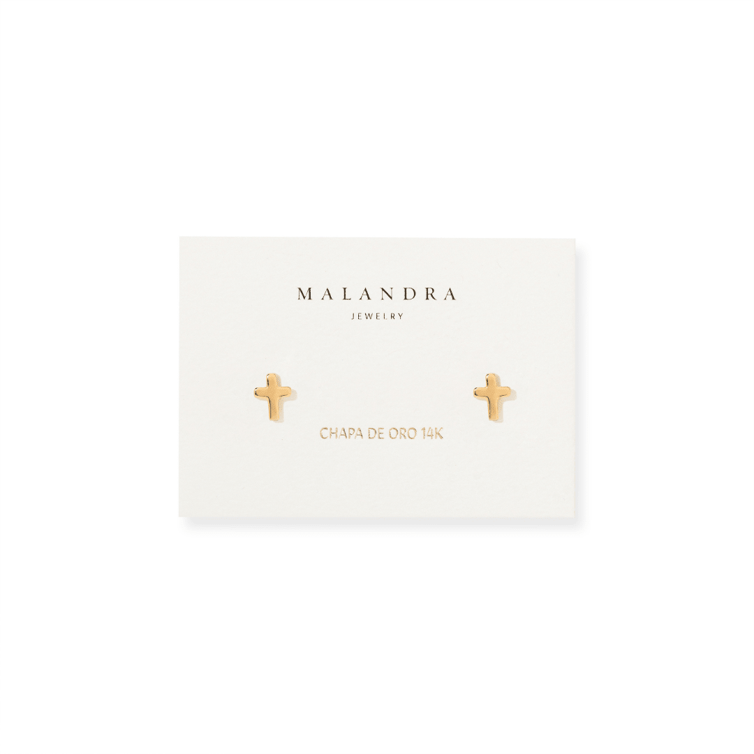 MINI CROSS STUDS - ARETES - Malandra Jewelry - VCA283-3943