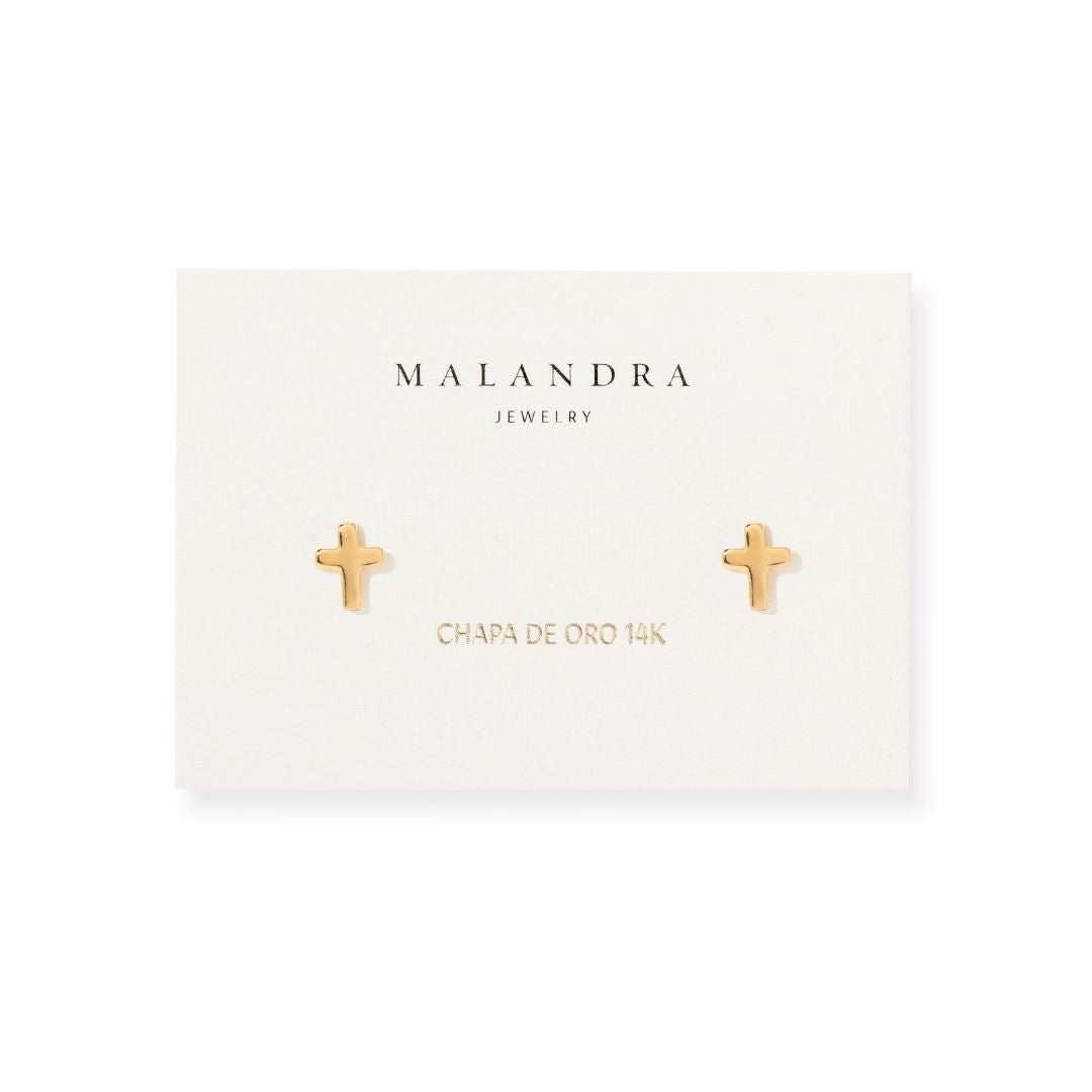 MINI CROSS STUDS - ARETES - Malandra Jewelry - VCA283-3943