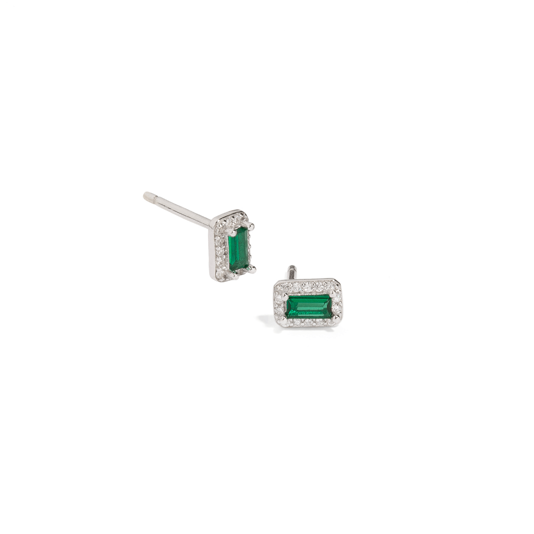 MINI GREEN MILANO SPARK EARRINGS - ARETES - Malandra Jewelry - EAWA85 - Gem Color: Silver 14