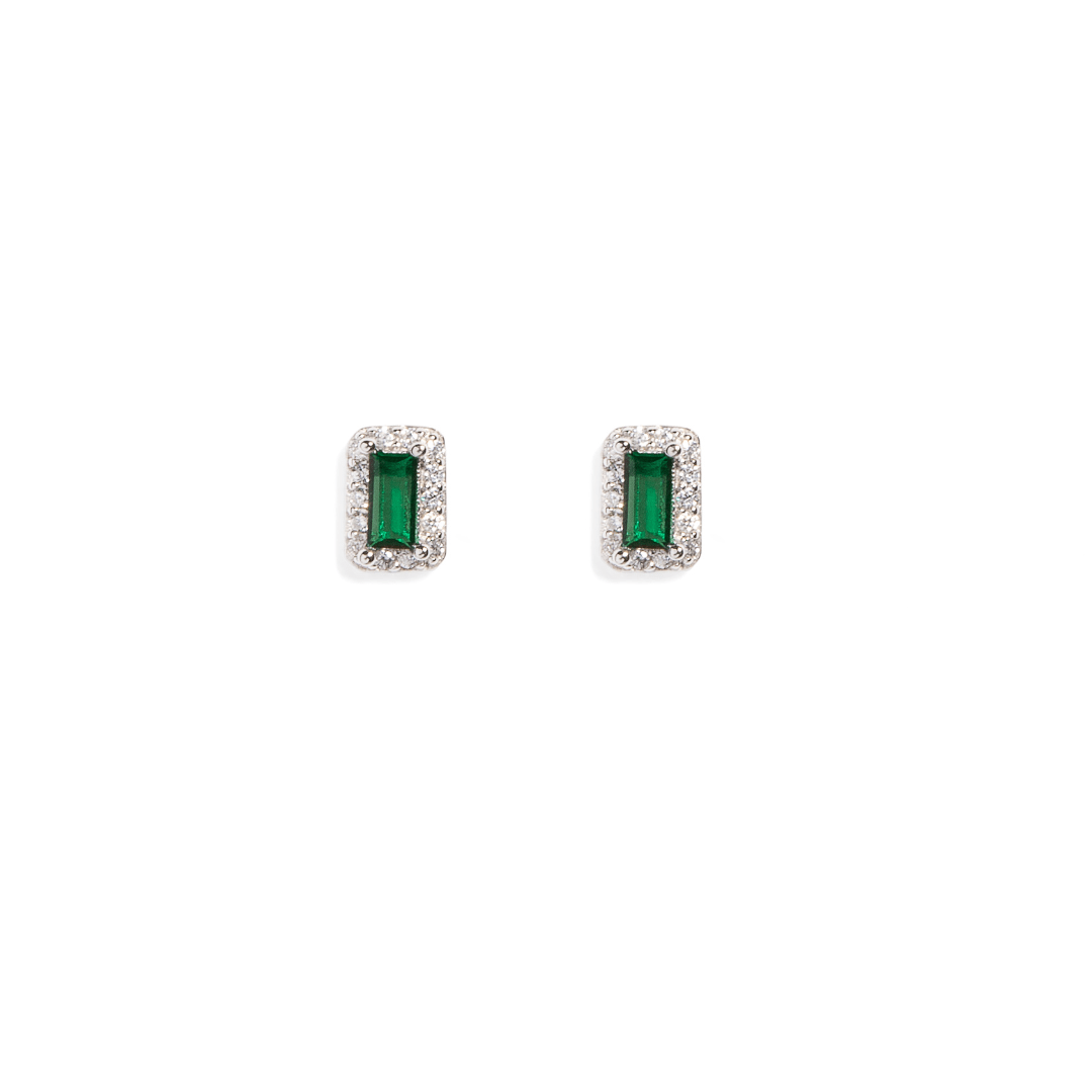 MINI GREEN MILANO SPARK EARRINGS - ARETES - Malandra Jewelry - EAWA85 - Gem Color: Silver 14