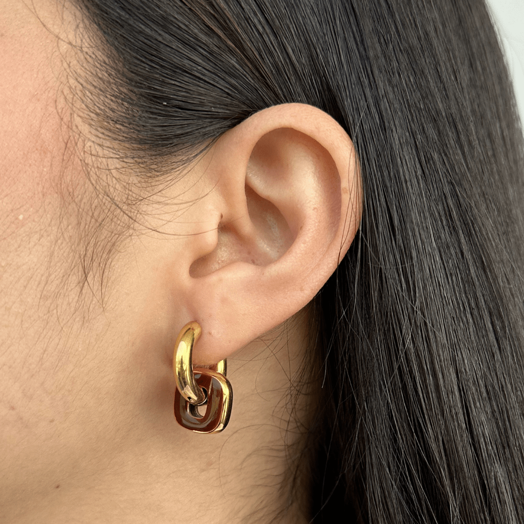 MOCHA SQUARE HOOPS - ARETES - Malandra Jewelry - EUWA402-JDE0108014-RD