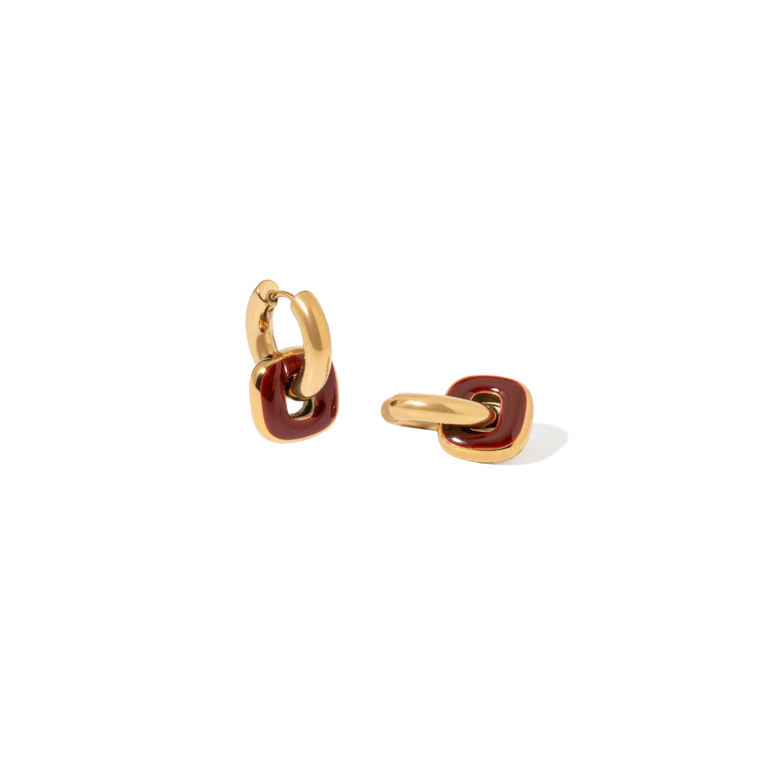 MOCHA SQUARE HOOPS - ARETES - Malandra Jewelry - EUWA402-JDE0108014-RD