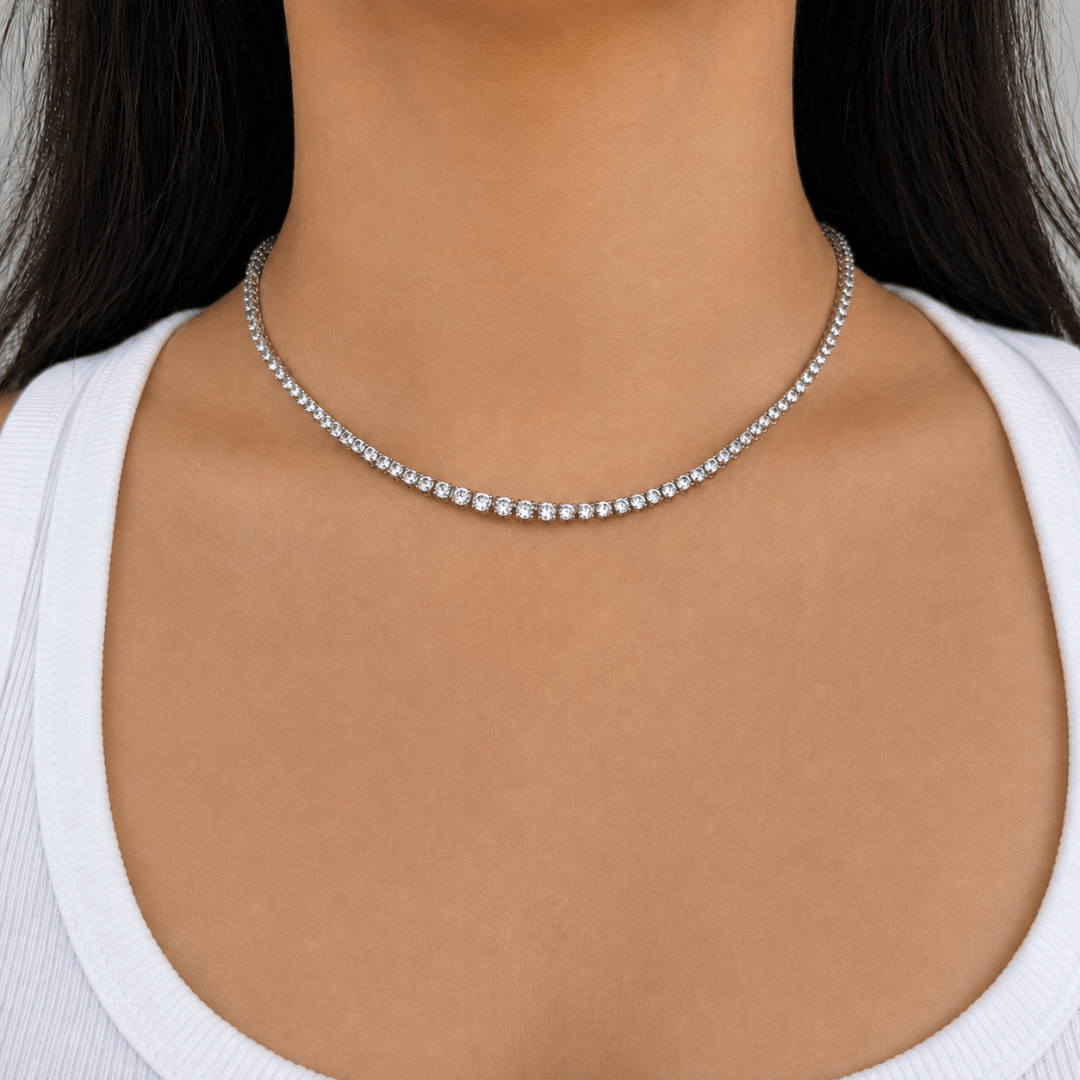 MOISSANITE SILVER TENNIS NECKLACE - COLLARES - Malandra Jewelry - LRC4.P-SMON01-P-3-18