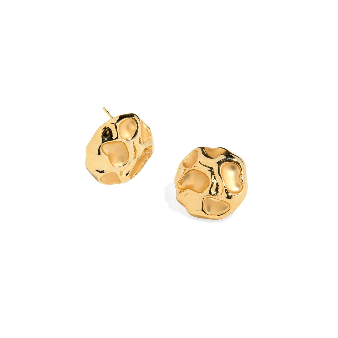 MOLTEN GOLDEN EARRINGS - ARETES - Malandra Jewelry - EVFA32 - 1159 - EH09459 - 0016D