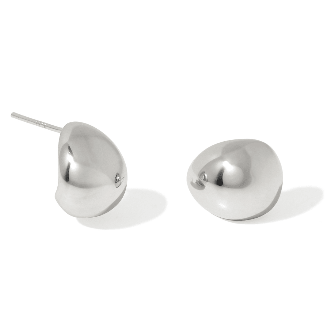 MOLTEN SILVER PEBBLE EARRINGS - ARETES - Malandra Jewelry - ZOA50.P-N18775K8Z