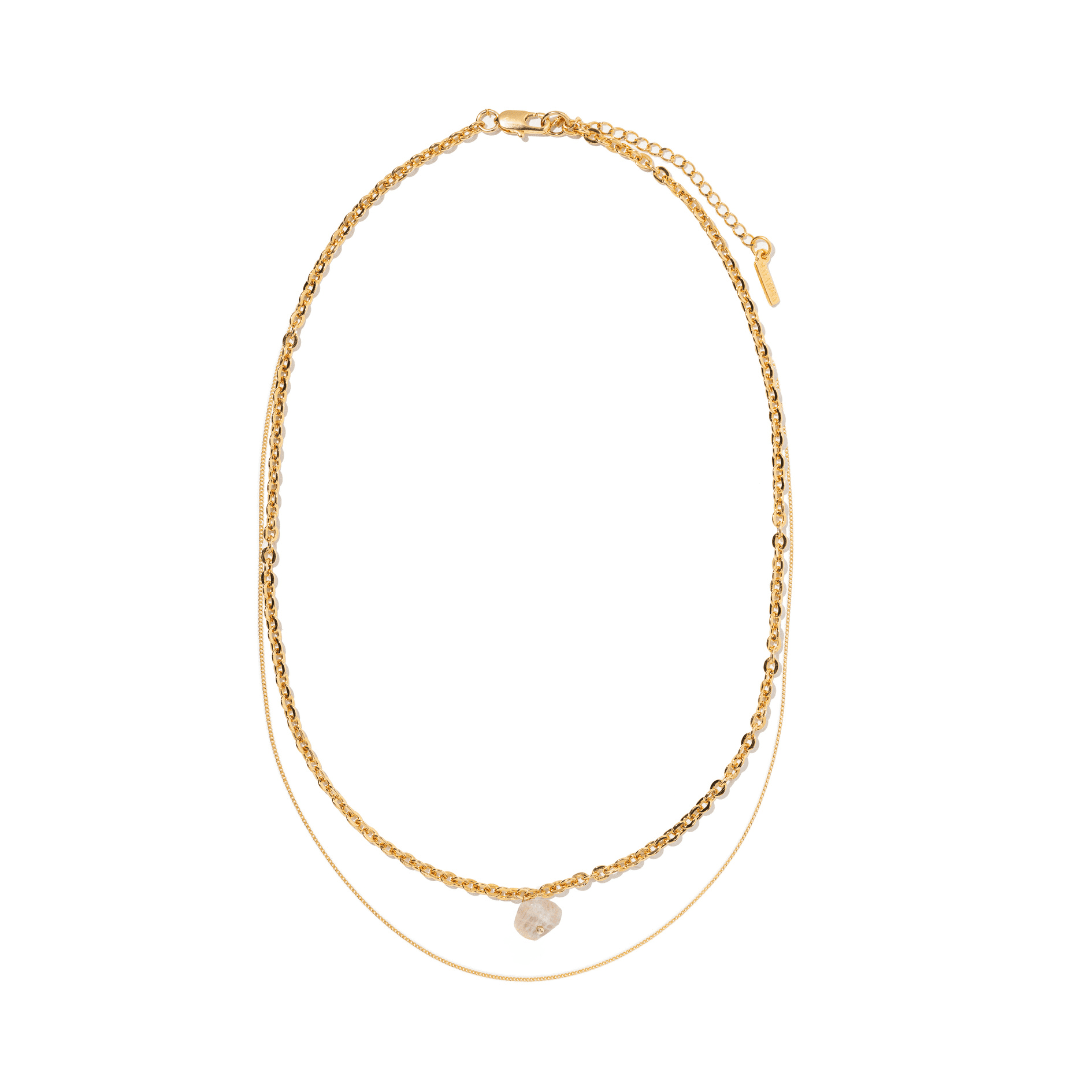 MOONSTONE LAYER GRATITUDE NECKLACE - COLLARES - Malandra Jewelry - TC2204