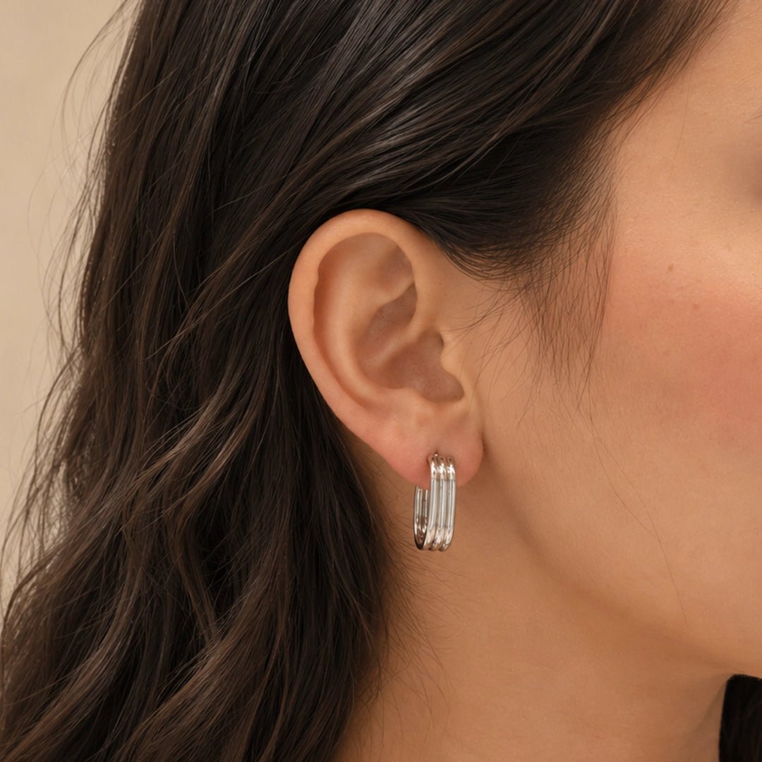 NOVA LAYERED SILVER HOOPS - ARETES - Malandra Jewelry - EUWA507.P-JDE202179-S