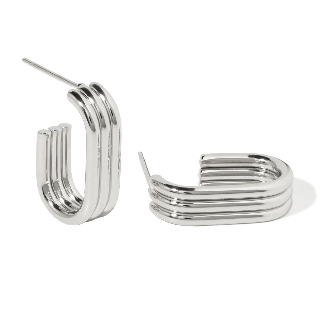 NOVA LAYERED SILVER HOOPS - ARETES - Malandra Jewelry - EUWA507.P-JDE202179-S