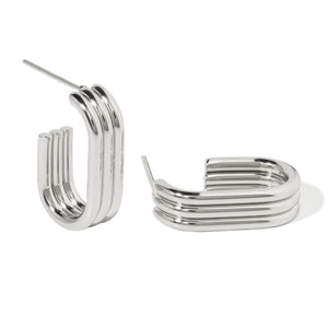 NOVA LAYERED SILVER HOOPS - ARETES - Malandra Jewelry - EUWA507.P-JDE202179-S