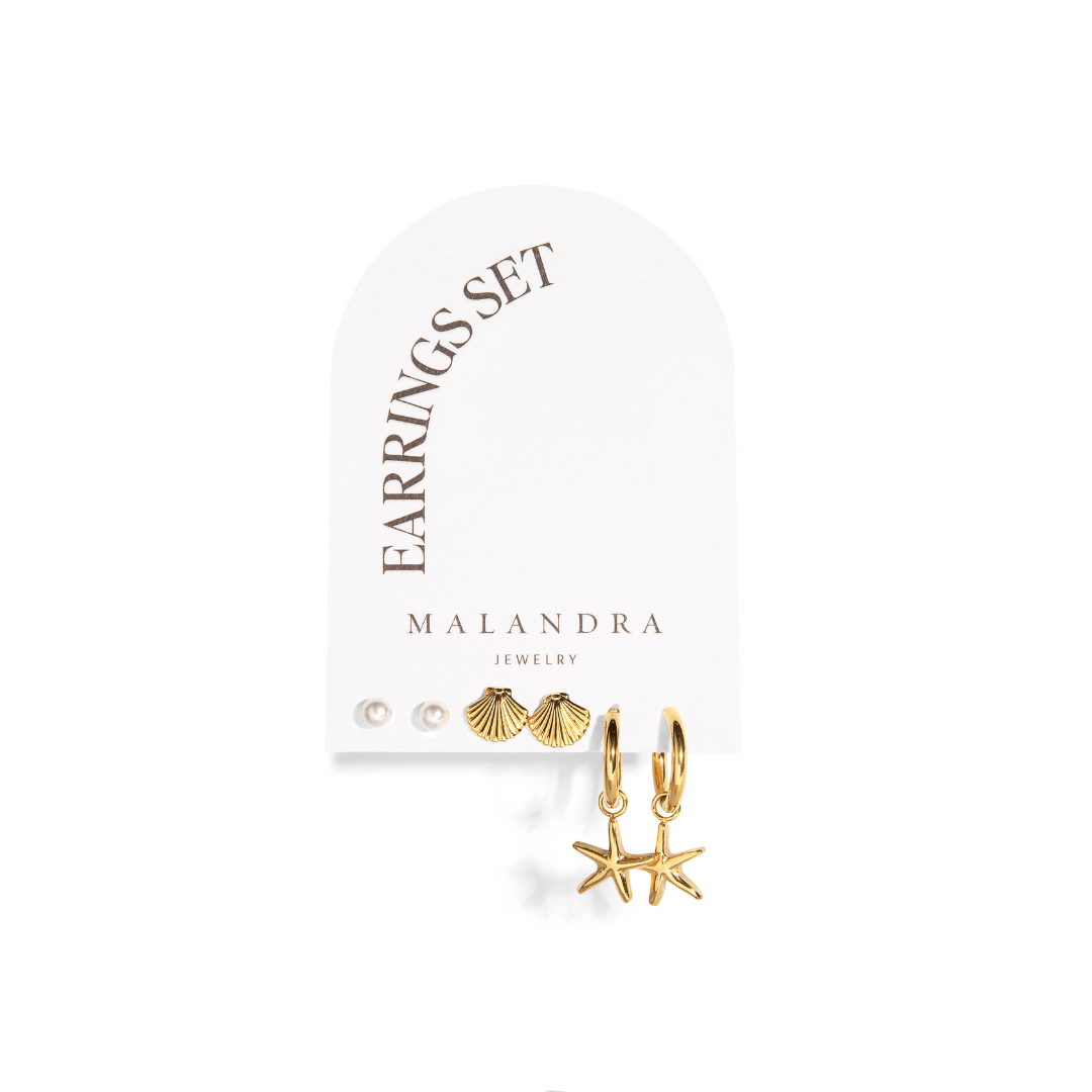 OCEAN BEACH EARRINGS SET - ARETES - Malandra Jewelry - EUWA183 - JDEW2410005