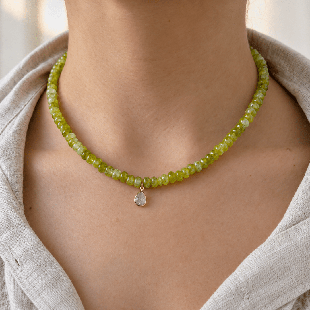Olive Jasper Gaia Necklace - COLLARES - Malandra Jewelry - TC2681