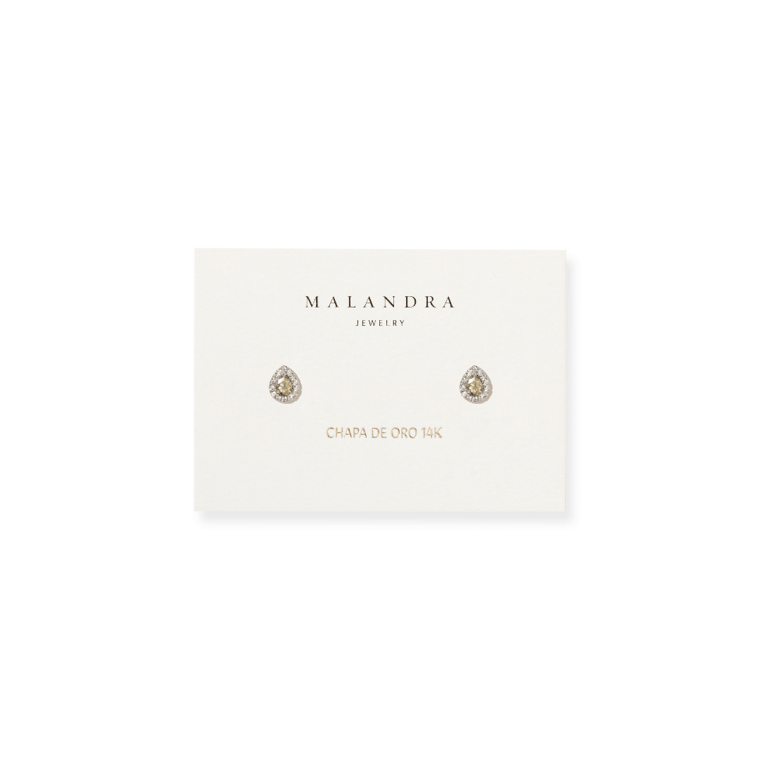 Olive Teardrop Studs - ARETES - Malandra Jewelry - ZWA138-QX08380YU