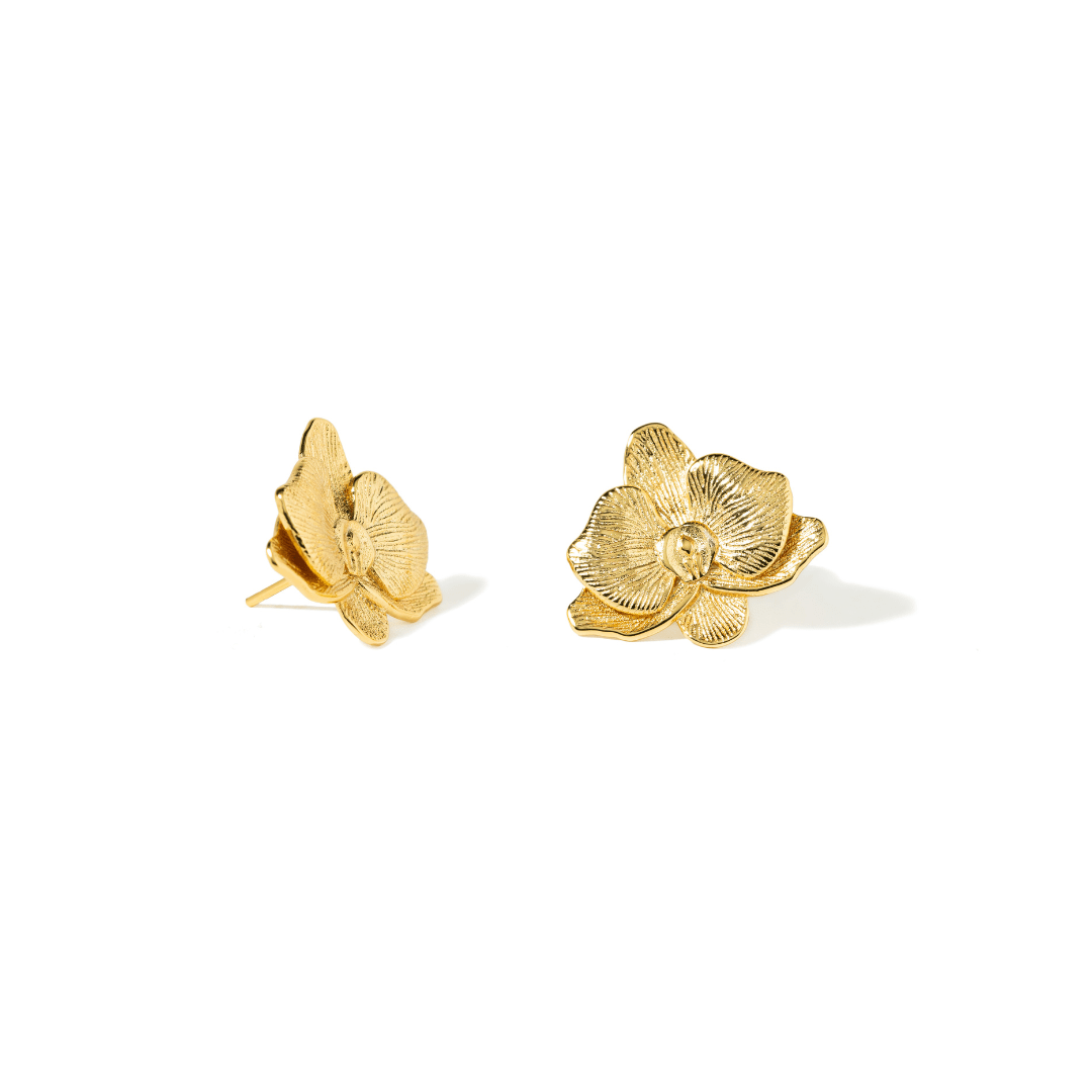 ORCHID FLOWER CHUNKY STUDS - ARETES - Malandra Jewelry - ICA545
