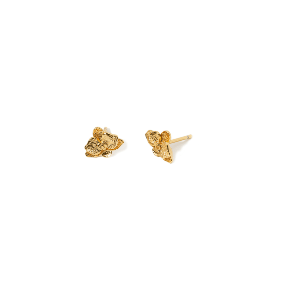 ORCHID FLOWER SMALL STUDS - ARETES - Malandra Jewelry - ICA527