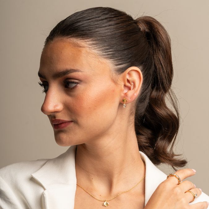 ORCHID GLOW CRYSTAL STUDS - ARETES - Malandra Jewelry - EYHA188