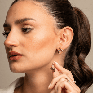 Orchid Glow Half Spark Studs - ARETES - Malandra Jewelry - ICA566