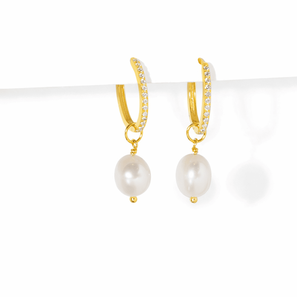 OVAL SPARK PEARL HUGGIES - ARETES - Malandra Jewelry - EA6044 - 60228841197C