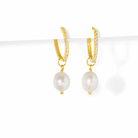 OVAL SPARK PEARL HUGGIES - ARETES - Malandra Jewelry - EA6044 - 60228841197C