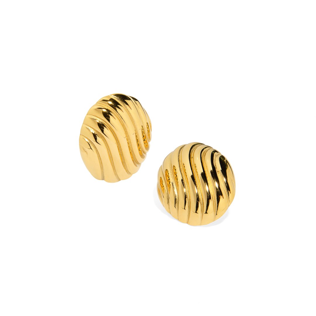 OVAL SWIRL GOLDEN EARRINGS - ARETES - Malandra Jewelry - EUWA47 - JDE2309034 - 1
