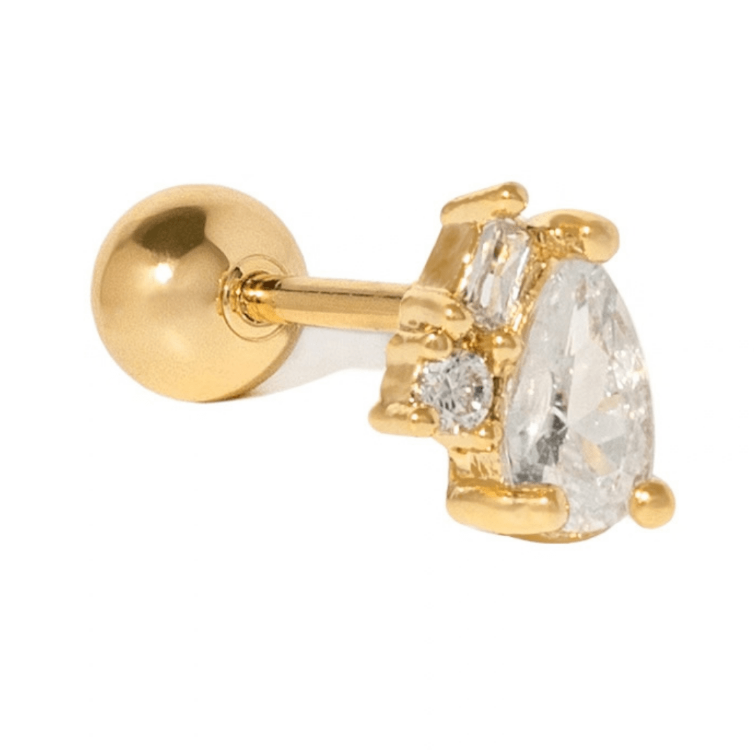 Pear Glow Gold Piercing - ARETES - Malandra Jewelry - ZTA47-EGD2648