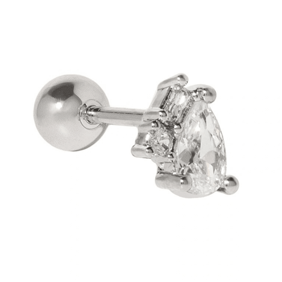 Pear Glow Silver Piercing - ARETES - Malandra Jewelry - ZTA47.P-EGD2648K