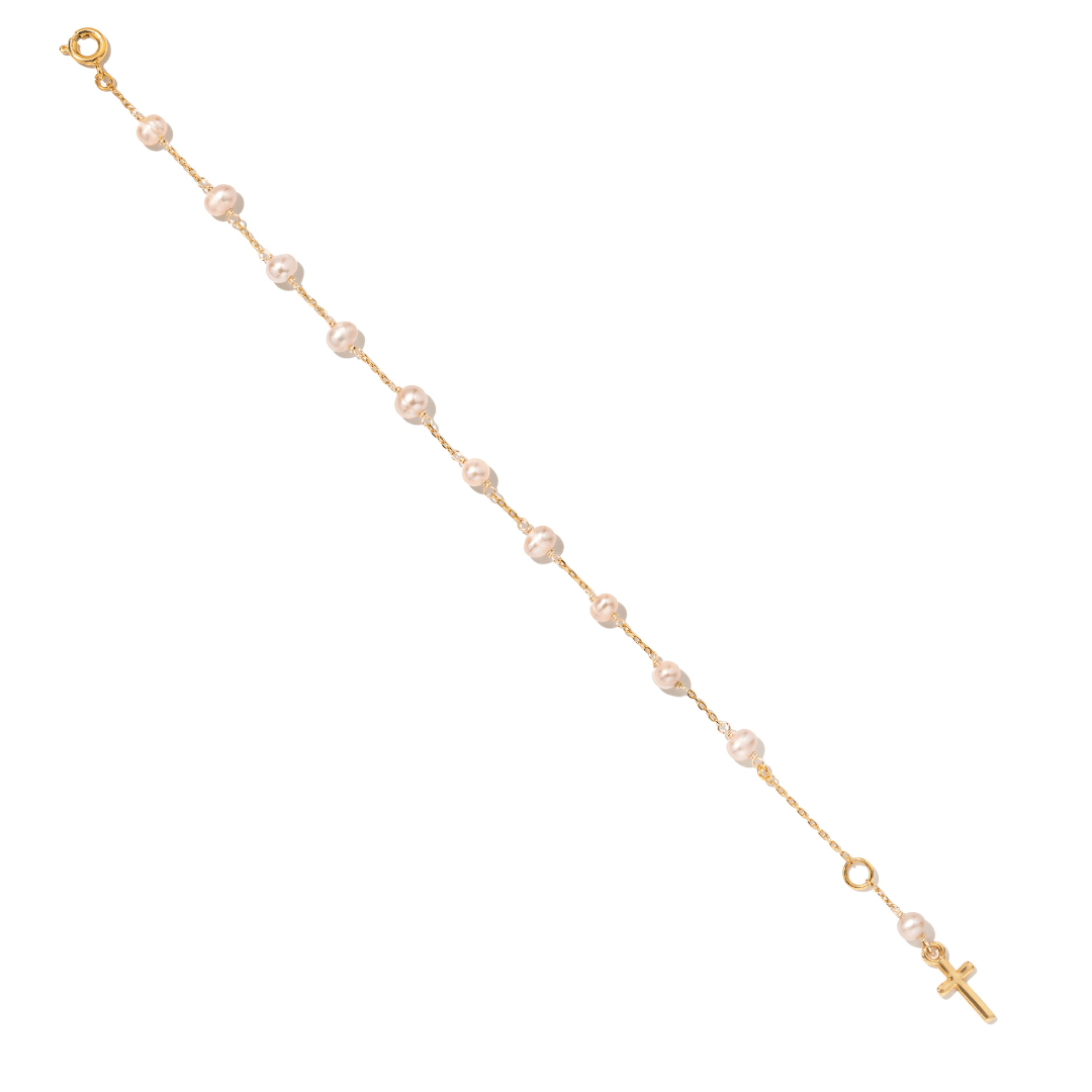 Pearl Blessing Cross Bracelet - PULSERAS - Malandra Jewelry - TP2676