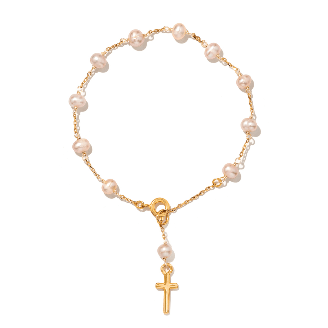 Pearl Blessing Cross Bracelet - PULSERAS - Malandra Jewelry - TP2676