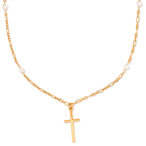 PEARL GRACE CROSS NECKLACE - COLLARES - Malandra Jewelry - TC2475